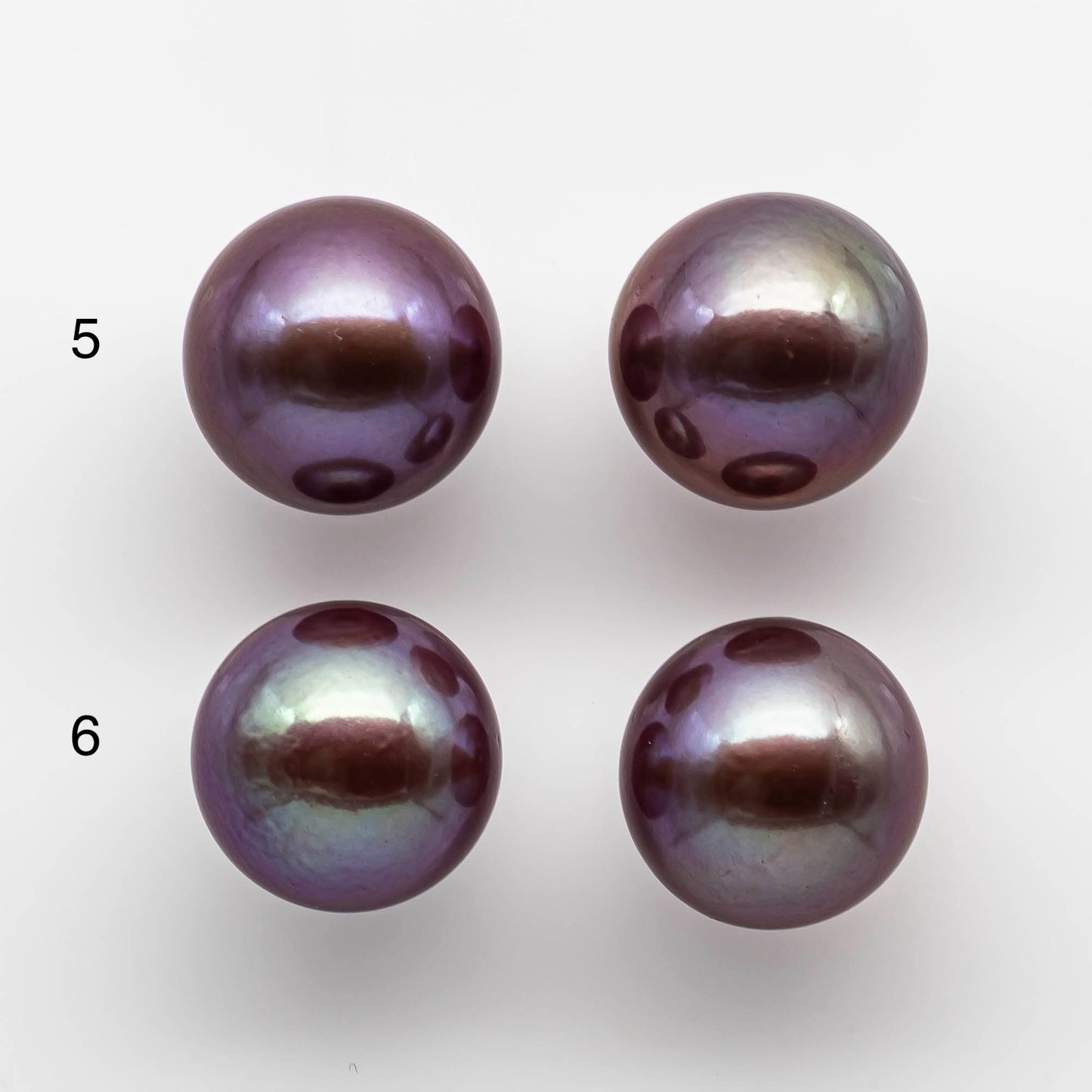 15-16mm XL Edison Pearl Round Natural Metallic Lavender with Amazing Luster, Matching Pair in Half Drilled for Making Earring, SKU # 1762EP