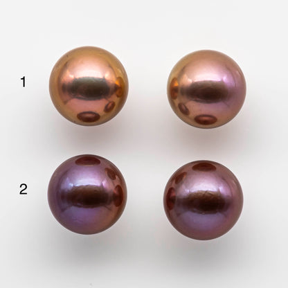 14-15mm Huge Edison Pearl Round Natural Colors and Intensive Luster, Matching Pair in Half Drilled for Making Earring, SKU # 1763EP