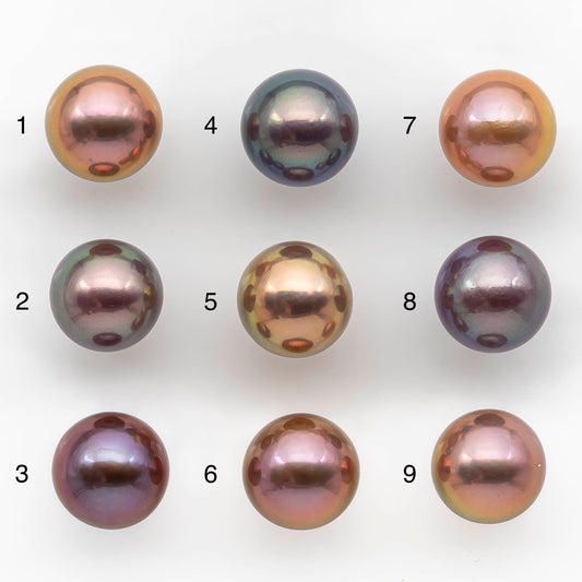 11-12mm Edison Pearl Round Natural Colors with High Luster, Undrilled, Half Drilled, Full Drilled, or Larger Hole, SKU # 2478EP