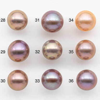 12-13mm Edison Pearl Round Natural Colors with High Luster, Undrilled, SKU # 2482EP