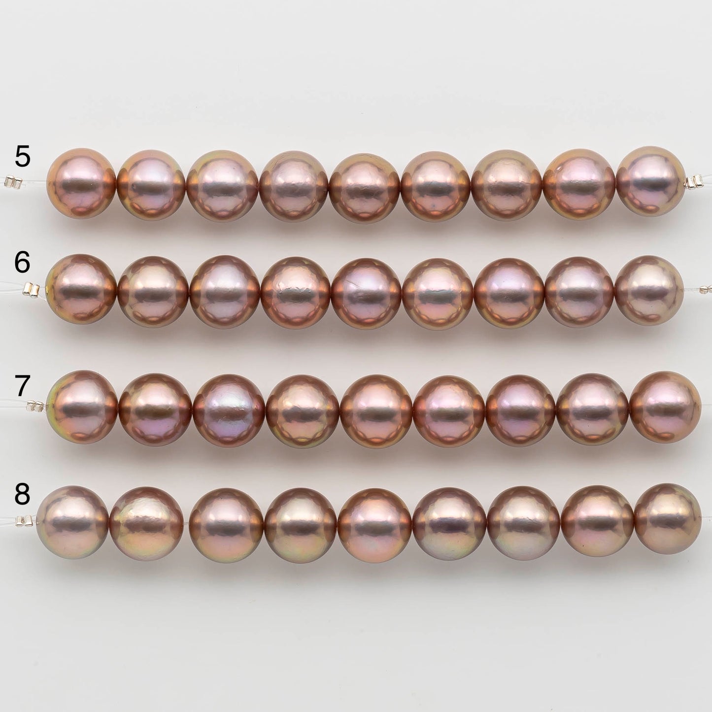 12-13mm Round Edison Pearl with High Luster in Natural Pink with Gold Tones or Lavender Metallic Pink for Beading, SKU # 2484EP