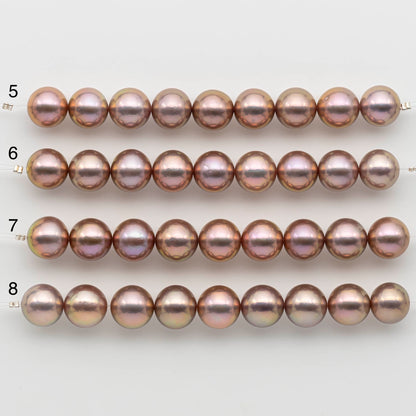 12-13mm Round Edison Pearl with High Luster in Natural Pink with Gold Tones or Lavender Metallic Pink for Beading, SKU # 2484EP