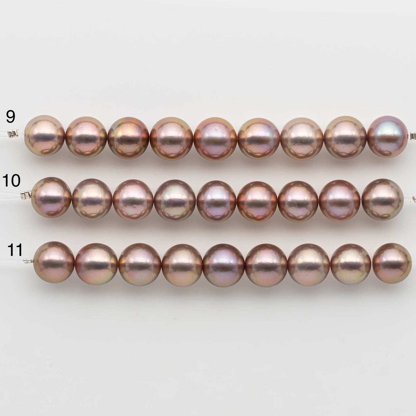 12-13mm Round Edison Pearl with High Luster in Natural Pink with Gold Tones or Lavender Metallic Pink for Beading, SKU # 2484EP