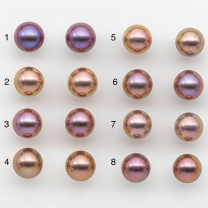 12-13mm Matching Pairs Round Edison Pearl with Natural Color and High Luster, SKU # 2483EP