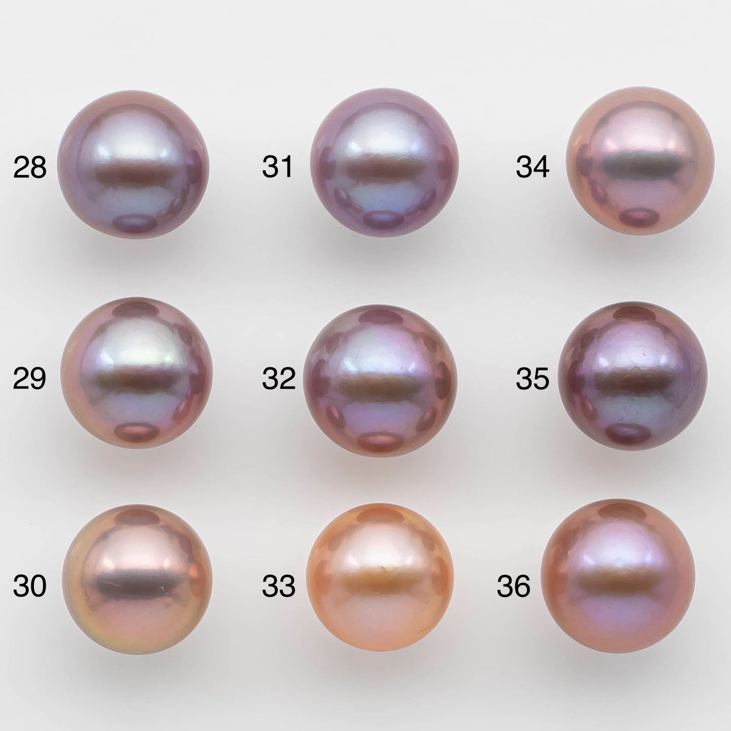 13-14mm Edison Pearl Round Natural Lavender Colors with High Luster, Undrilled, SKU # 2486EP