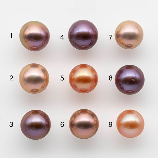 12-13mm Multi Color Edison Pearl in Single Loose Undrilled with High Luster,  All Natural Color and Round with Smooth Surface, SKU # 1769EP