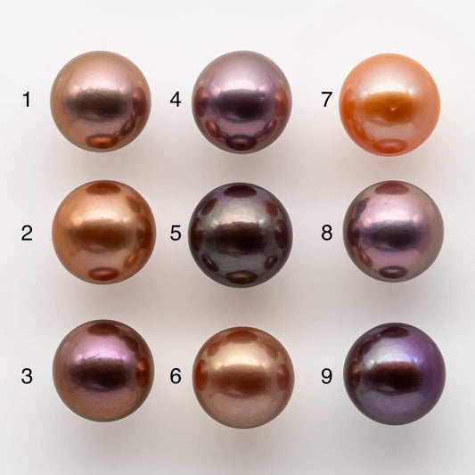 12-13mm Round Edison Pearl with High Luster and Natural Colors, Undrilled, Full Drilled or Large Hole for Jewelry Making, SKU # 1774EP