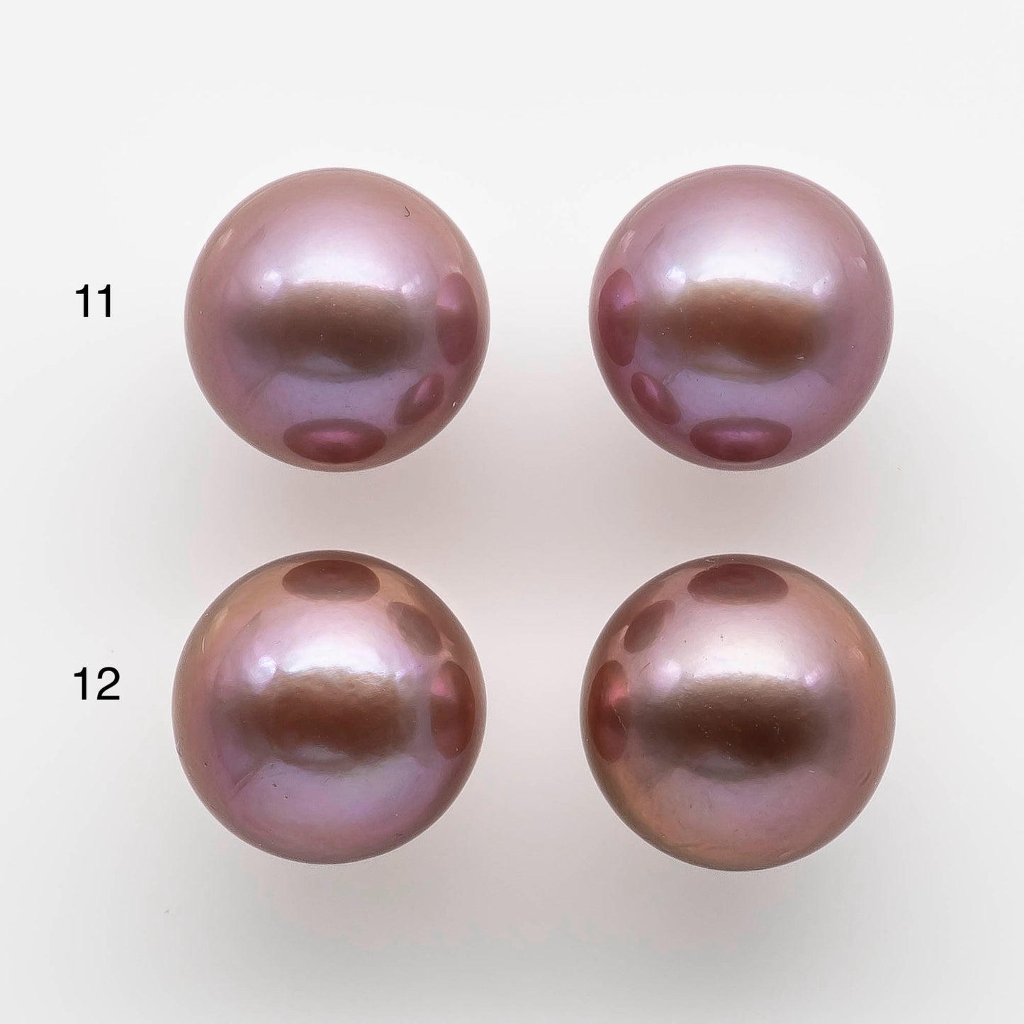 12-13mm Edison Pearl Round Matching Pair in All Natural Colors and High Luster, Half Drilled for Making Earring, SKU # 1779EP