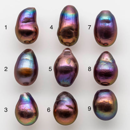 WOW 10-11mm Edison Pearl Drops with Natural Colors in Metallic Iridescent and Unbelievable Lusters, Undrilled or Large Hole, SKU # 1784EP
