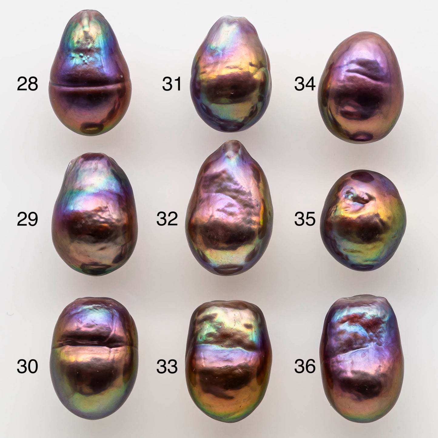 Iridescence 10-11mm Edison Pearl Drops with Intensive Luster and Rare Natural Colors in Undrilled or Large Hole, SKU # 1786EP