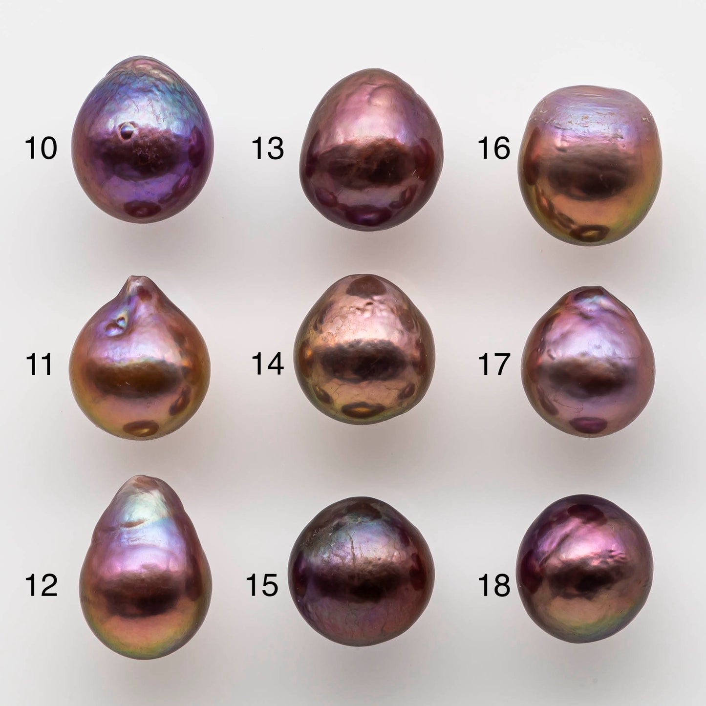 Iridescence 10-11mm Edison Pearl Drops with Intensive Luster and Rare Natural Colors in Undrilled or Large Hole, SKU # 1786EP