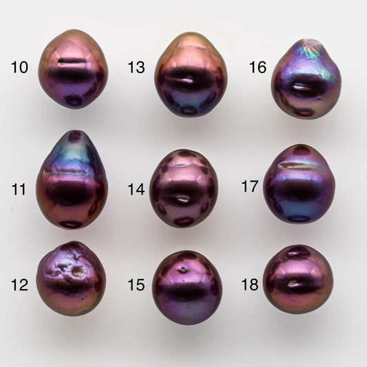 10-11mm Edison Pearl Drops in Metallic Iridescent and Beautiful Luster with Blemishes, Choose Undrilled or Large Hole, SKU # 1790EP