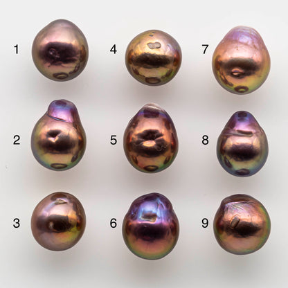 10-11mm Edison Pearl Drops in Metallic Iridescent and Beautiful Luster with Blemishes, Choose Undrilled or Large Hole, SKU # 1790EP