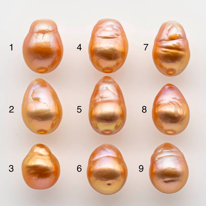 10-11mm Edison Pearl Drops or Baroque in Natural Dark or light Champagne Colors with Amazing Luster Undrilled or Large Hole, SKU # 1793EP