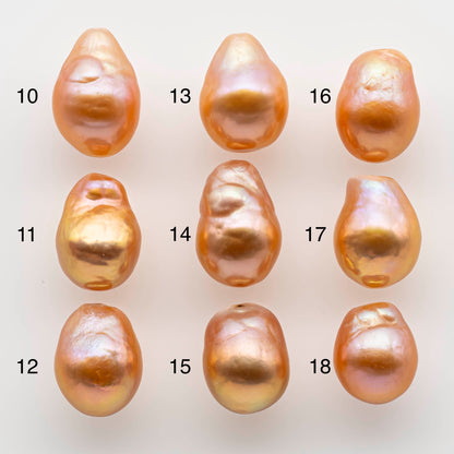 10-11mm Edison Pearl Drops or Baroque in Natural Dark or light Champagne Colors with Amazing Luster Undrilled or Large Hole, SKU # 1793EP