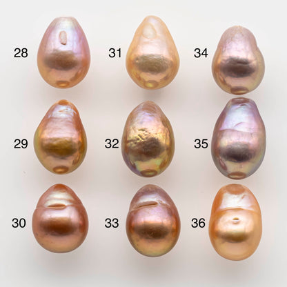 10-11mm Edison Pearl Drops or Baroque in Natural Dark or light Champagne Colors with Amazing Luster Undrilled or Large Hole, SKU # 1793EP