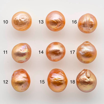 10-11mm Near Round Edison Pearls in Natural Champagne Colors with Beautiful Lusters, Choose Undrilled or Large Hole, SKU # 1794EP