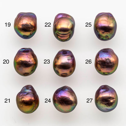 11-12mm Edison Pearl Drop in Natural Metallic Purple with Brown and Green Tones, Amazing Luster in Undrilled or Large Hole, SKU # 1798EP