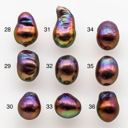 11-12mm Edison Pearl Drop in Natural Metallic Purple with Brown and Green Tones, Amazing Luster in Undrilled or Large Hole, SKU # 1798EP