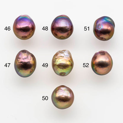 11-12mm Edison Pearl Drop in Natural Metallic Purple with Brown and Green Tones, Amazing Luster in Undrilled or Large Hole, SKU # 1798EP