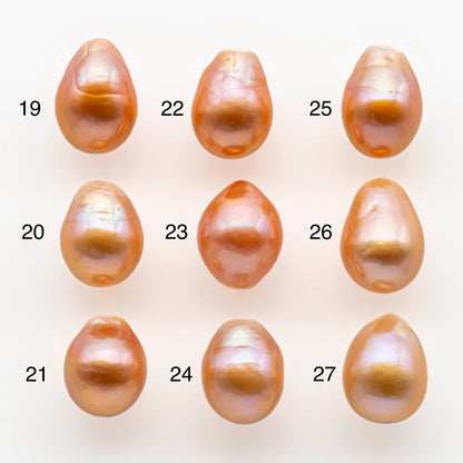 11-12mm Edison Pearl Drops in Natural Dark Champagne Colors and Amazing Lusters from Undrilled or Large Hole, SKU # 1800EP