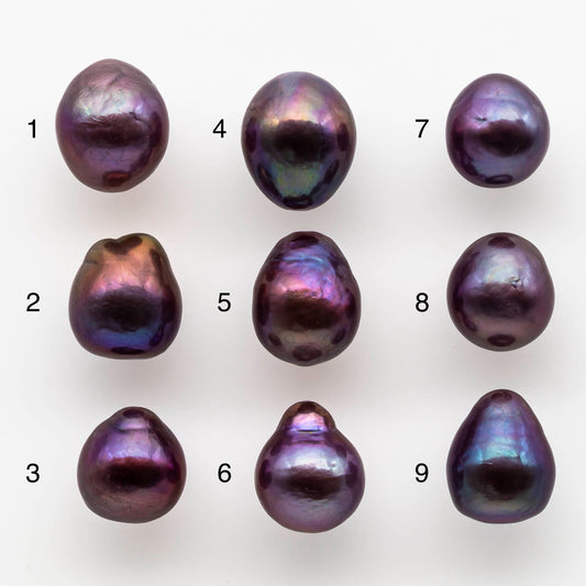 11-12mm Drop Edison Pearl in Amazing Natural Deep Purple and Beautiful Luster, Choose from Undrilled to LargeHole, SKU # 1802EP
