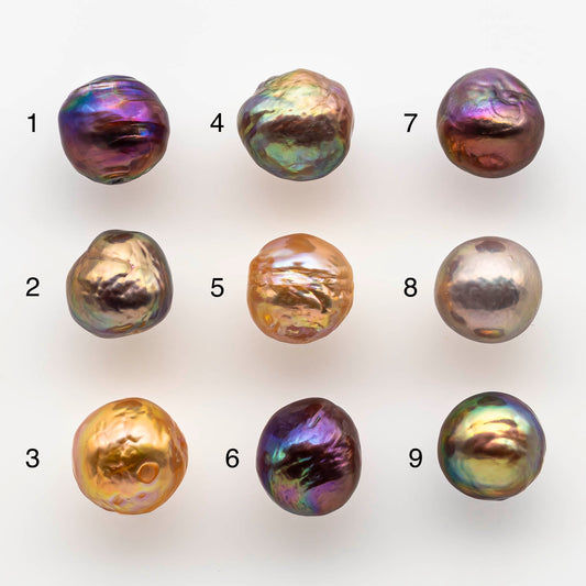 11-12mm Edison Pearl Near Round or Drop with Amazing Iridescence Luster and All Natural Colors, Undrilled or Large Hole, SKU # 1804EP