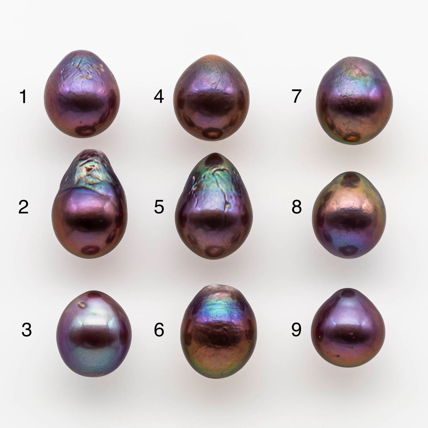 11-12mm Edison Pearl Drop All Natural Deep Purple Colors and High Lusters, Undrilled, Half Drilled, Full Drilled or Large Hole, SKU # 1805EP