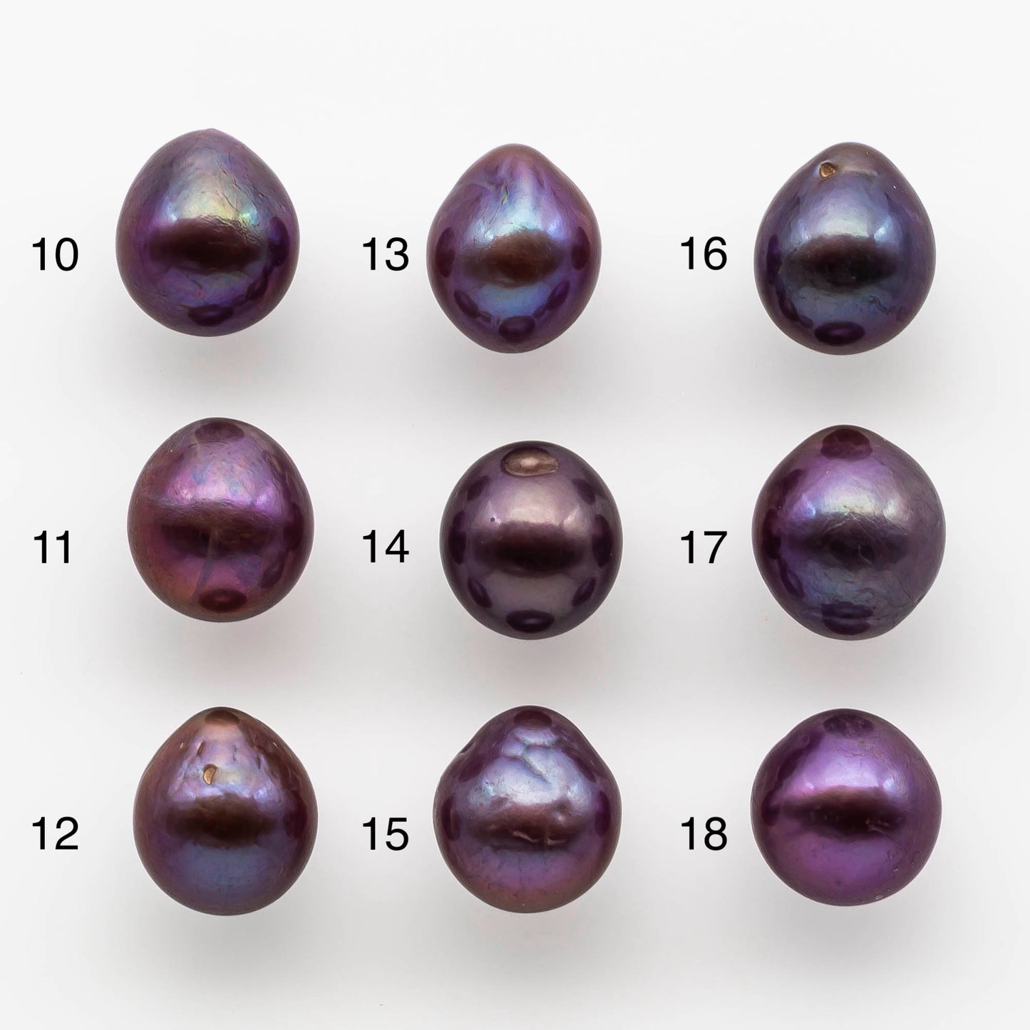 11-12mm Edison Pearl Drop All Natural Deep Purple Colors and High Lusters, Undrilled, Half Drilled, Full Drilled or Large Hole, SKU # 1805EP