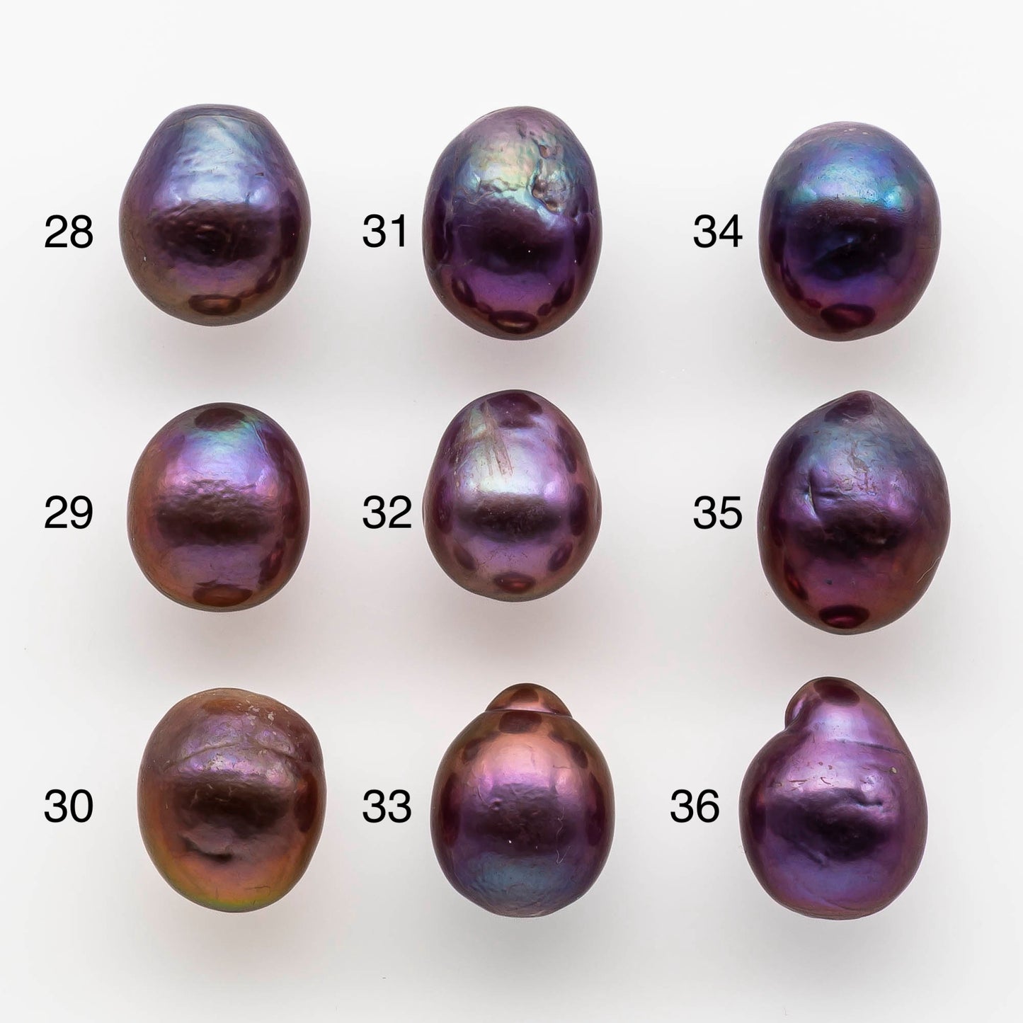 11-12mm Edison Pearl Drop All Natural Deep Purple Colors and High Lusters, Undrilled, Half Drilled, Full Drilled or Large Hole, SKU # 1805EP