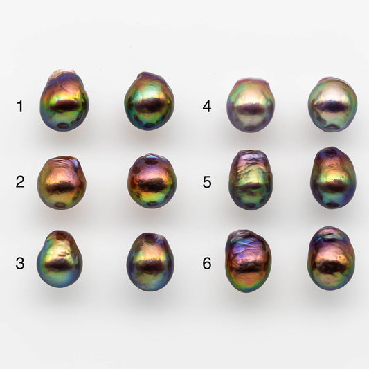 10-11mm Edison Pearl in Matching Pair with Natural Colors and High Lusters, Undrilled for Making Earring, SKU # 1810EP