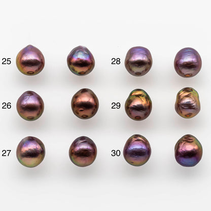 10-11mm Edison Pearl in Matching Pair with Natural Colors and High Lusters, Undrilled for Making Earring, SKU # 1810EP