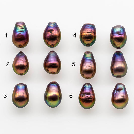 10-11mm Edison Pearl in Matching Pair with Natural Colors and High Lusters, Undrilled for Making Earring, SKU # 1812EP