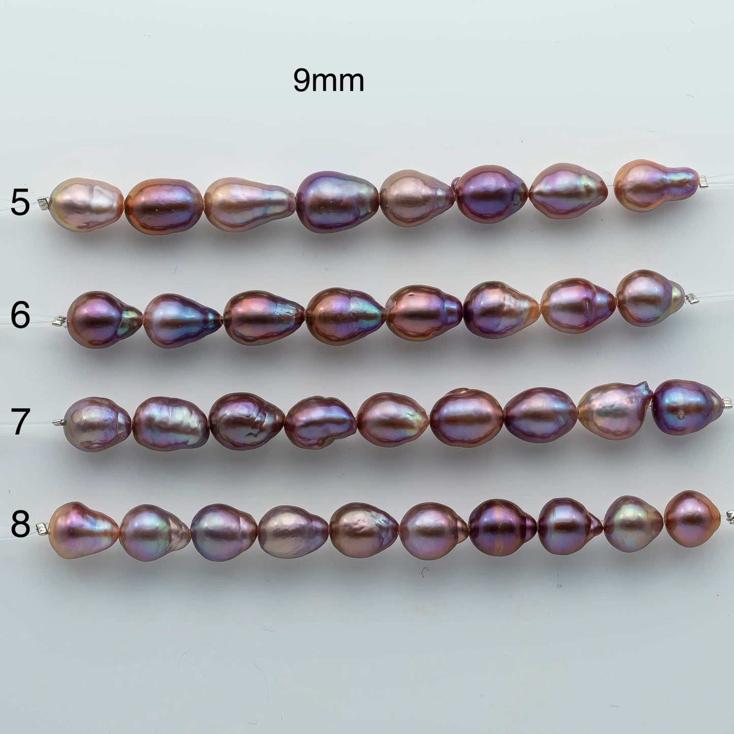 9-10mm Edison Pearl in Natural Color and High Lusters in Short Strand for Beading or Jewelry Making, SKU # 1951EP