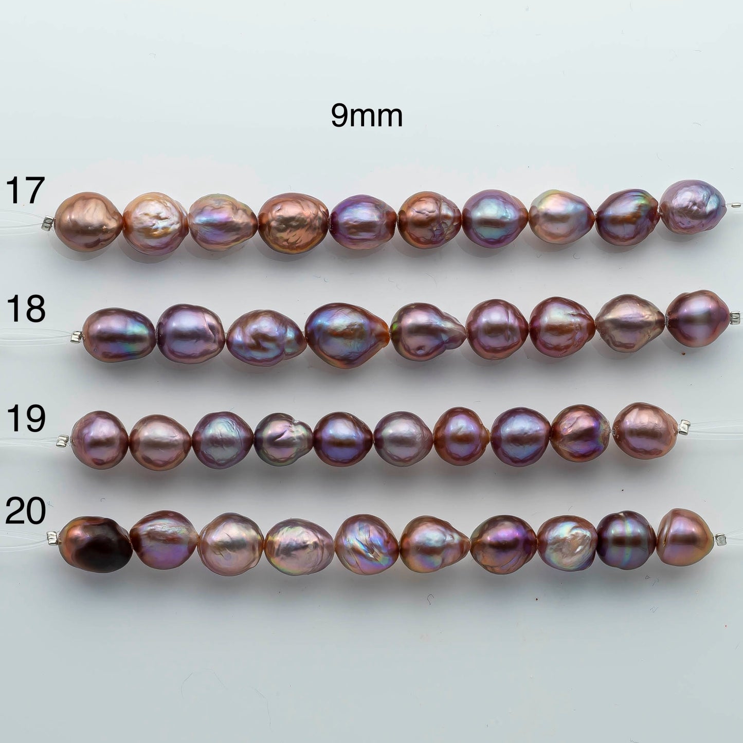 9-10mm Edison Pearl in Natural Color and High Lusters in Short Strand for Beading or Jewelry Making, SKU # 1951EP