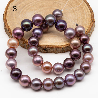 12-15mm Round Edison Pearl in Full Strand, Freshwater Pearl in Natural Colors with High Luster, Pre-Strung for Jewelry Making, SKU # 2927ED