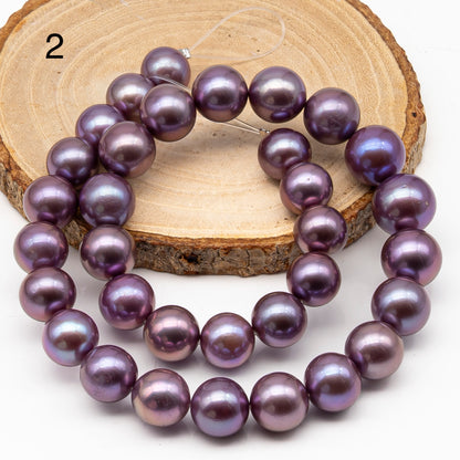 12-15mm Round Edison Pearl in Full Strand, Freshwater Pearl in Natural Colors with High Luster, Pre-Strung for Jewelry Making, SKU # 2929ED  Description:
