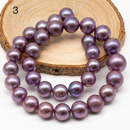 12-15mm Round Edison Pearl in Full Strand, Freshwater Pearl in Natural Colors with High Luster, Pre-Strung for Jewelry Making, SKU # 2929ED  Description: