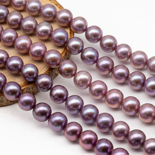 10-12mm Round Edison Pearl in Full Strand, Freshwater Pearl in Natural Colors with High Luster, Pre-Strung for Jewelry Making, SKU # 2931ED