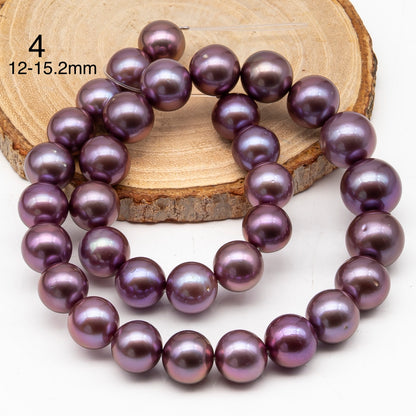 12-15mm Round Edison Pearl in Full Strand, Freshwater Pearl in Natural Colors with High Luster, Pre-Strung for Jewelry Making, SKU # 2932ED