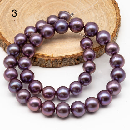 10-12mm Round Edison Pearl in Full Strand, Freshwater Pearl in Natural Colors with High Luster, Pre-Strung for Jewelry Making, SKU # 2933ED