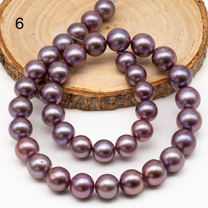 10-12mm Round Edison Pearl in Full Strand, Freshwater Pearl in Natural Colors with High Luster, Pre-Strung for Jewelry Making, SKU # 2933ED