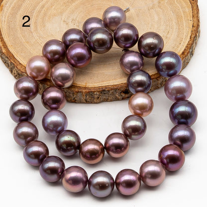 12-15mm Round Edison Pearl in Full Strand, Freshwater Pearl in Natural Colors with High Luster, Pre-Strung for Jewelry Making, SKU # 2934ED