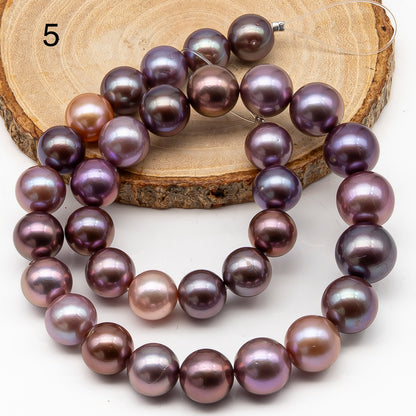 12-15mm Round Edison Pearl in Full Strand, Freshwater Pearl in Natural Colors with High Luster, Pre-Strung for Jewelry Making, SKU # 2934ED
