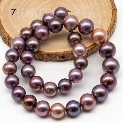 12-15mm Round Edison Pearl in Full Strand, Freshwater Pearl in Natural Colors with High Luster, Pre-Strung for Jewelry Making, SKU # 2934ED