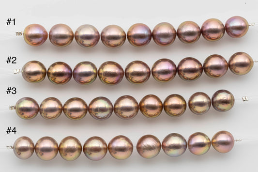 11-12mm Freshwater round Edison Pearl with Natural Color in Pink and Gold Tone in Short Strand