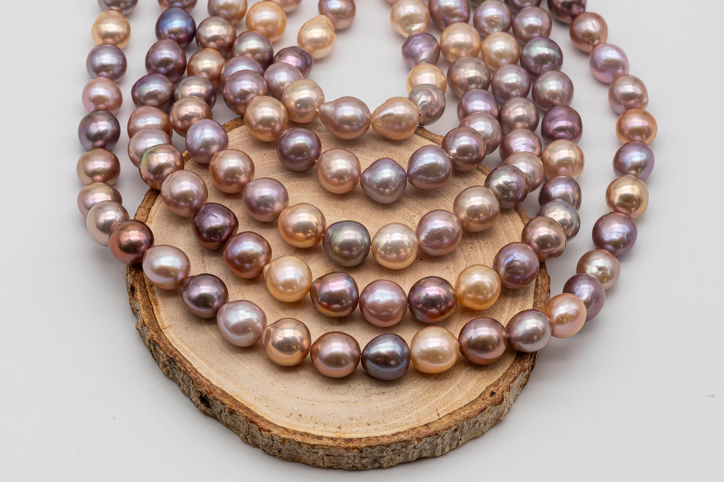 8-12mm Edison Pearl Multi-Color Near Round or Drop with Extremely Nice Luster, Natural Freshwater Pearl Bead Color, Full Strand, SKU# 1110ED