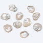 11-15mm Large Center Drilled Keshi Freshwater Pearl, Natural Creamy White or Silvery Tone Cornflake Pearl Beads, SKU # 1700FW