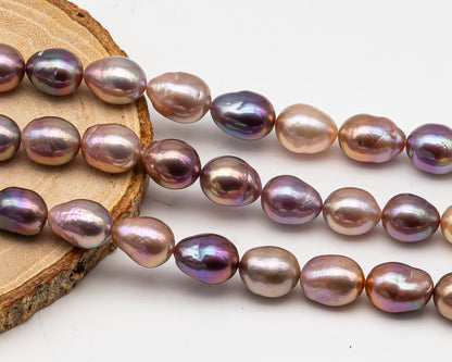 9-11mm Edison Pearl in Full Strand, Freshwater Pearl in Natural Colors with High Luster, Pre-Strung for Jewelry Making, SKU # 3110EP