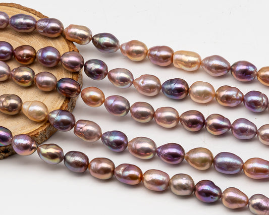 9-11mm Edison Pearl in Full Strand, Freshwater Pearl in Natural Colors with High Luster, Pre-Strung for Jewelry Making, SKU # 3110EP